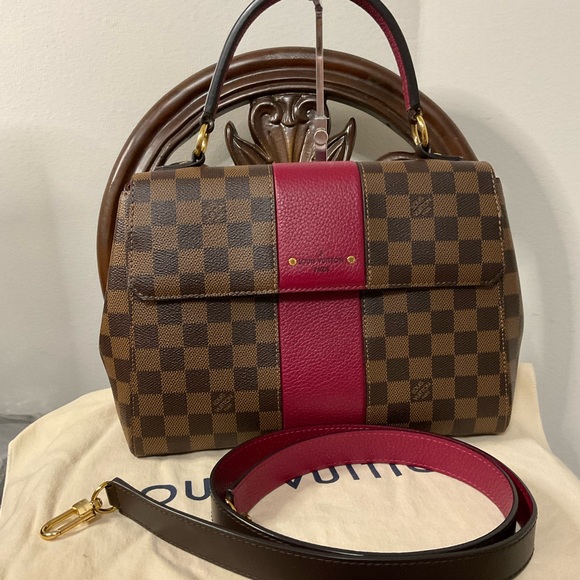 Louis Vuitton Bond Street MM in Damier Ebene with Pink Leather